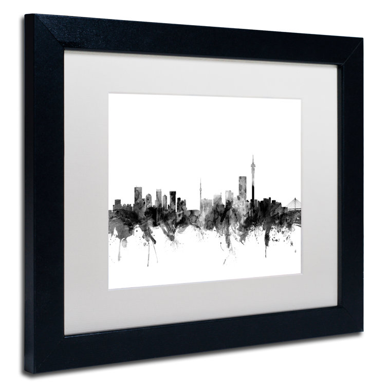 Trademark Art Johannesburg Skyline B&W Framed On Canvas by Michael
